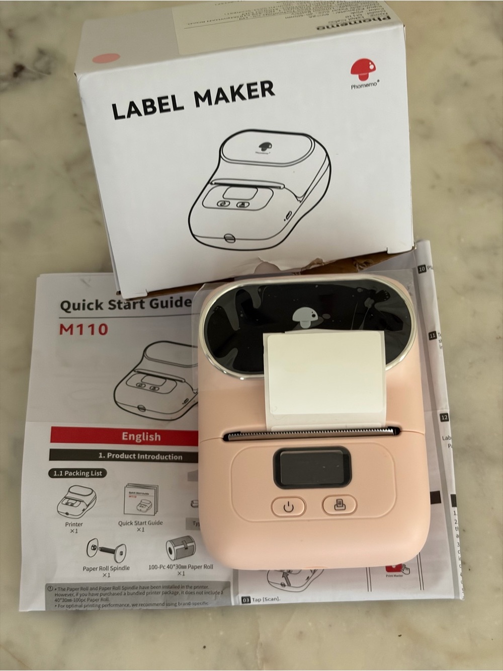 Portable Pink Label Printer with Logo